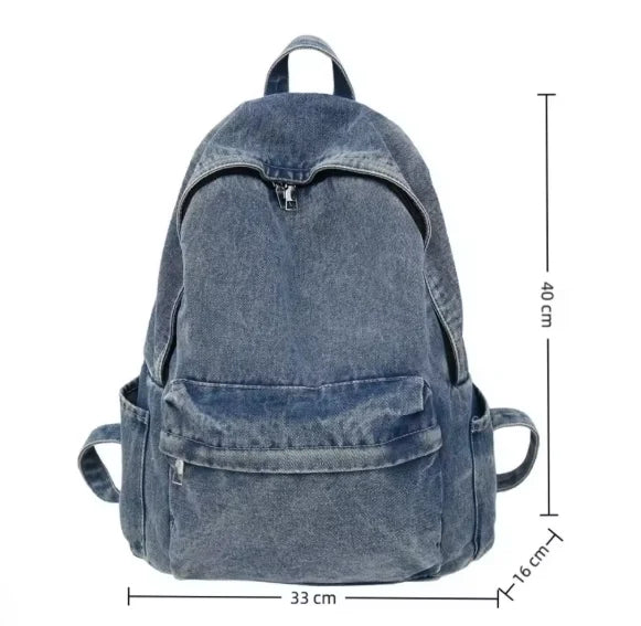 CanvasCruze™ Vintage Denim Backpack with Large Capacity