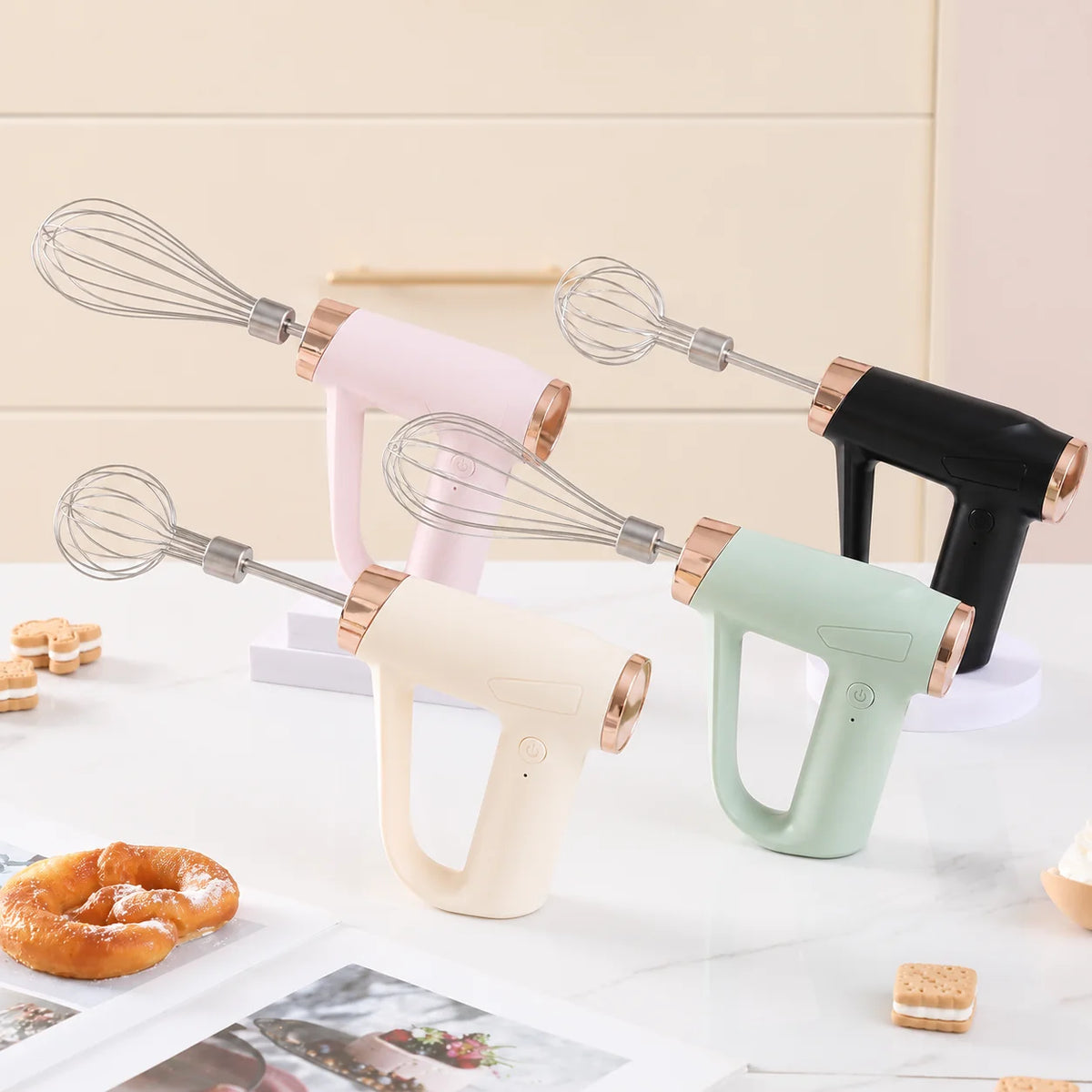 Cordless Hand Mixer with 2 Whisk Attachments
