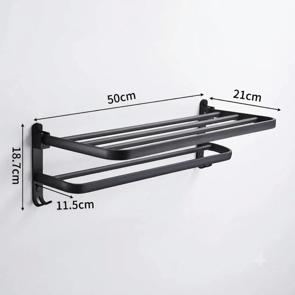 Towel Holder with Hook – 50 cm Black