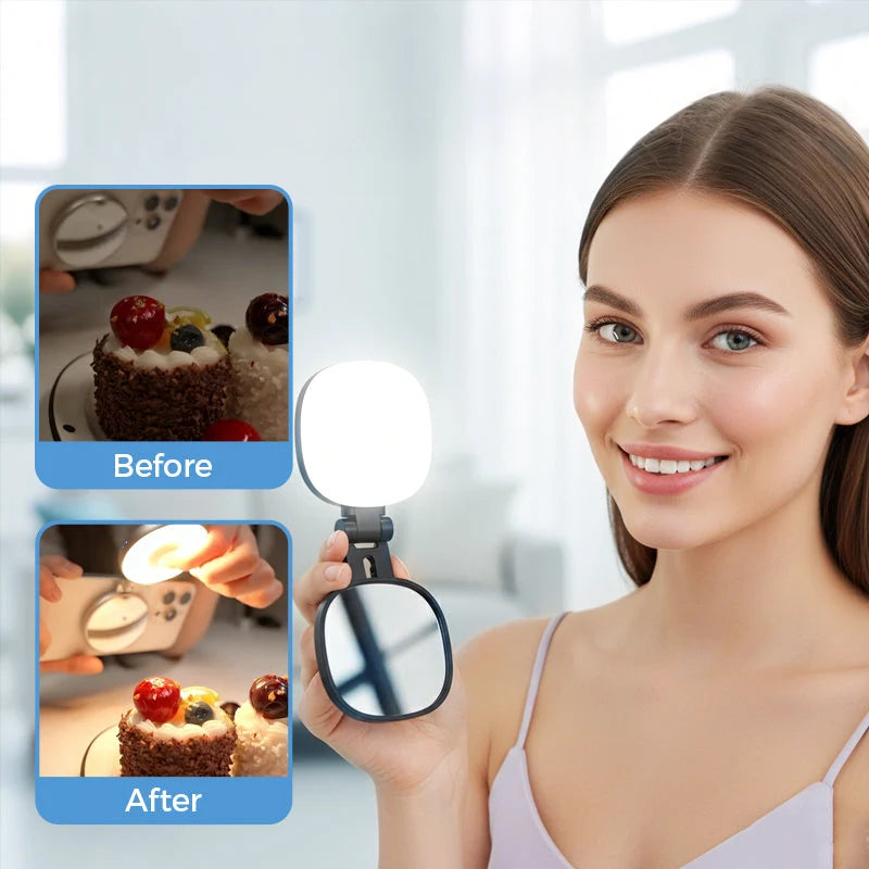 3-in-1 Selfie Light with Mirror and Phone Holder