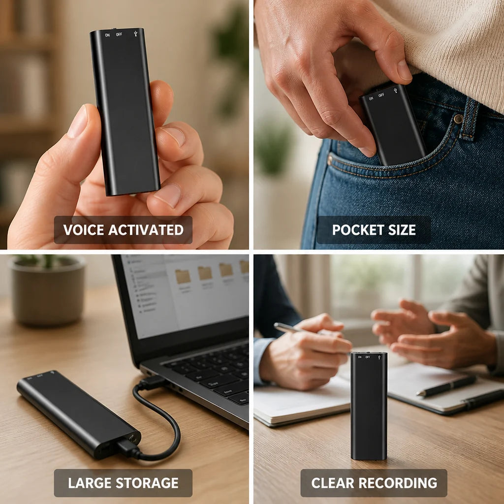 Pocket-sized Aluminum Voice-Activated Recorder