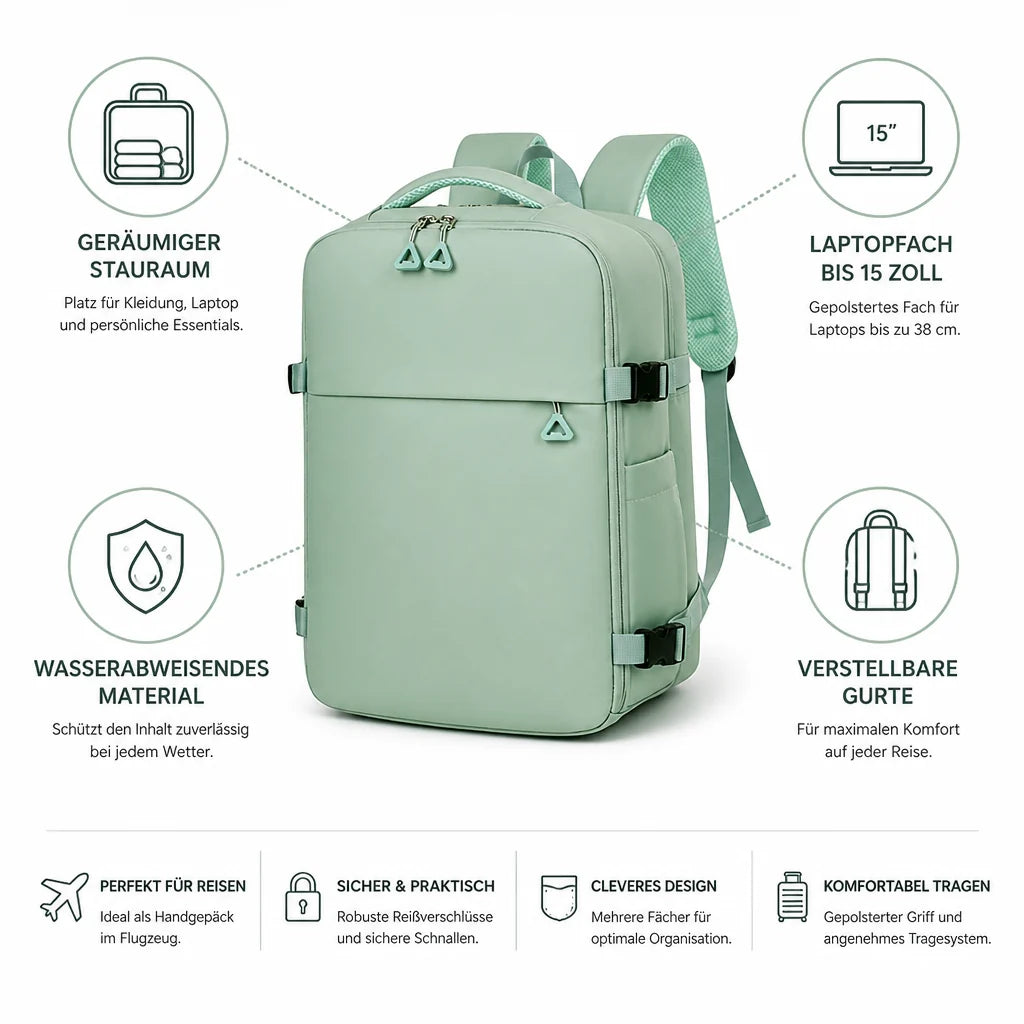 Waterproof 38.1 cm Laptop Travel Bag (Adjustable Straps)