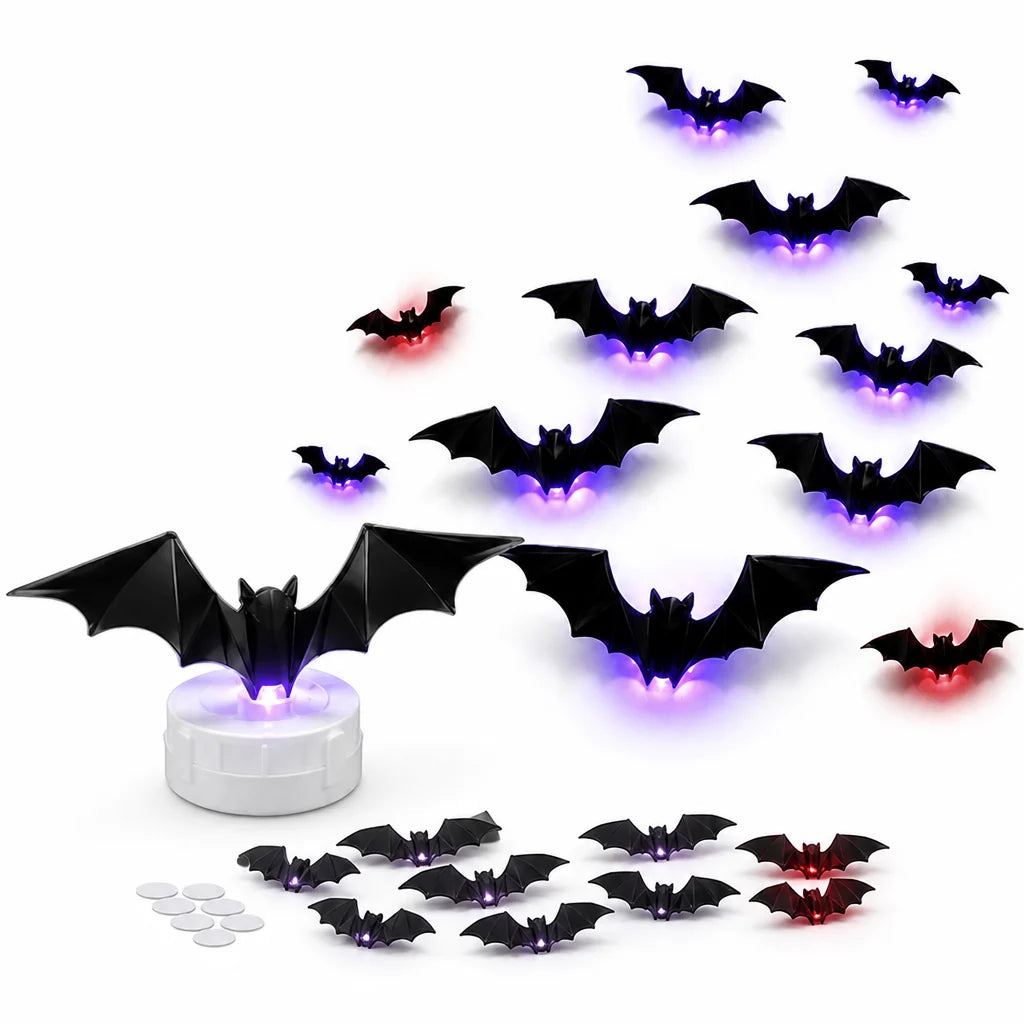3D Flying LED Self-Adhesive Bat Wall Lamps (Multi-Piece Set)