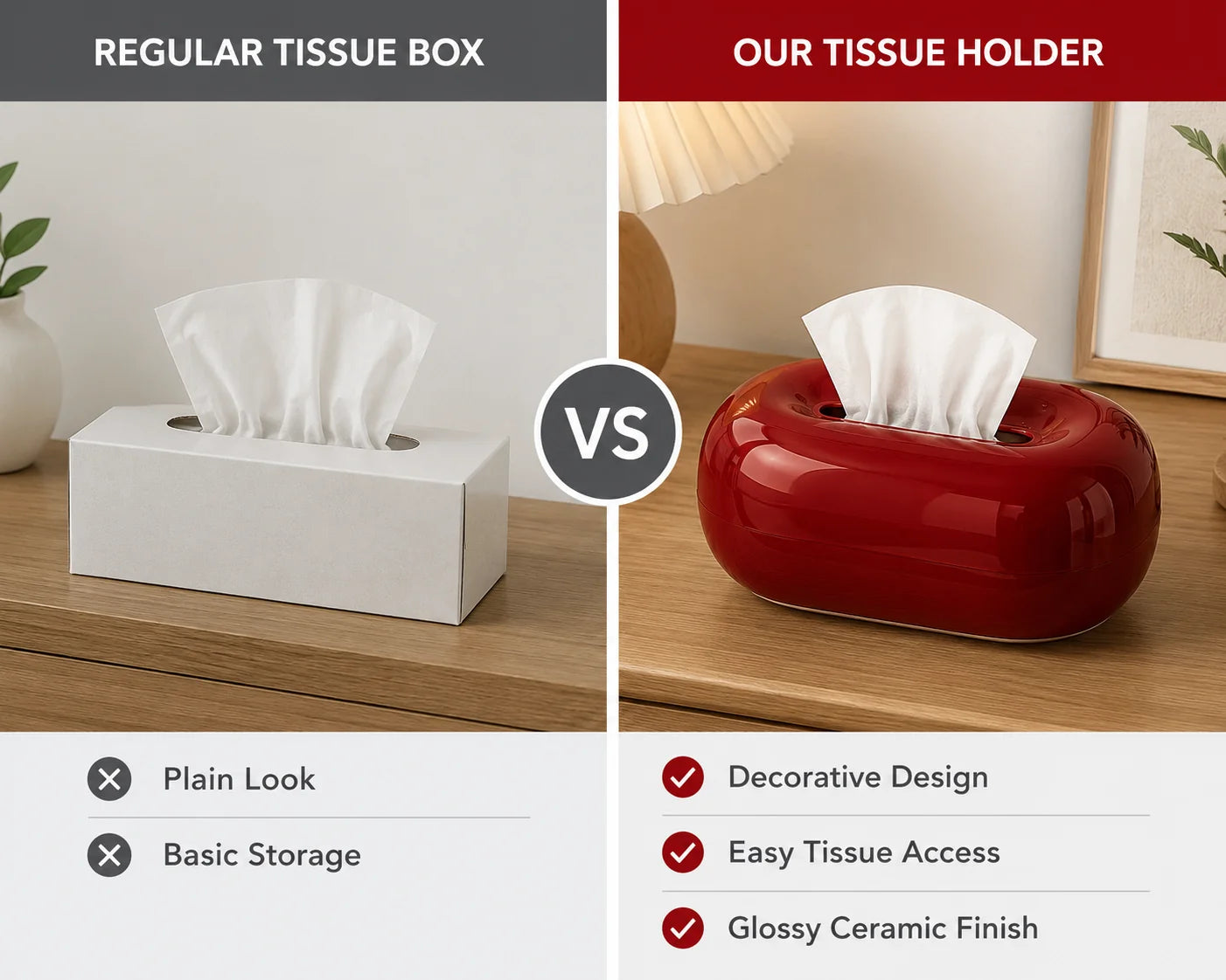 Ceramic Tissue Holder Pebble Shape 23x11 cm