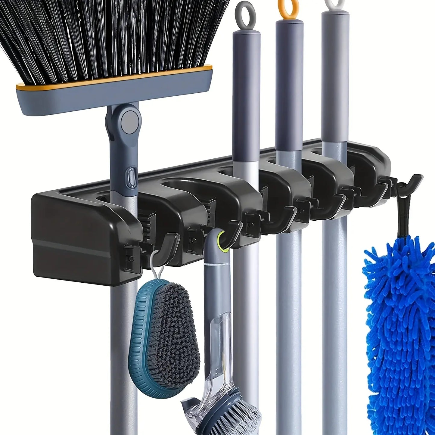 Wall-mounted broom holder