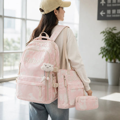 Water-Resistant Padded Strap Travel Backpack Set (3-Piece)