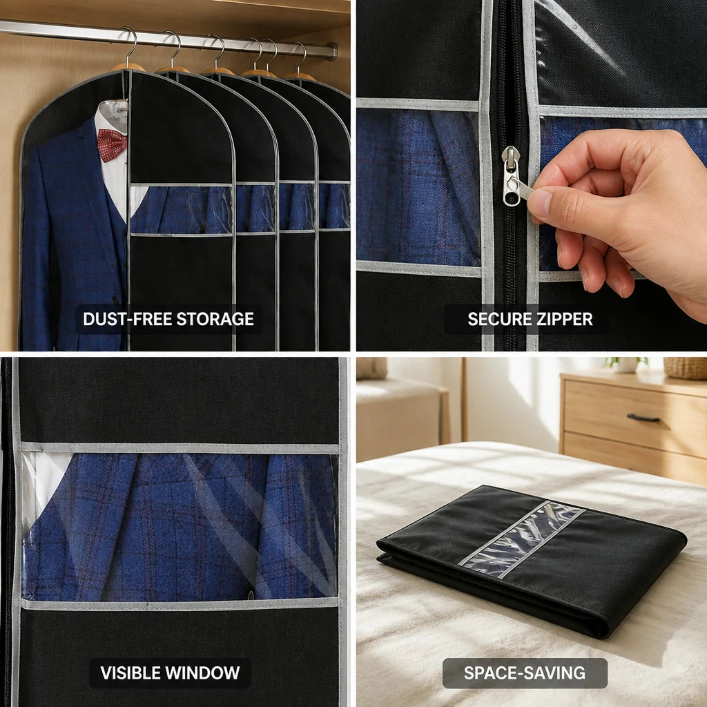 Breathable Clothing Cover made of Polypropylene (Clear View Window & Lockable Zipper)