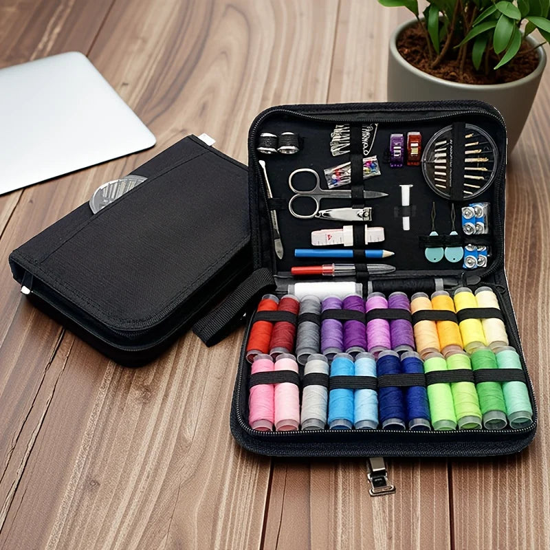 100-piece sewing kit in a case