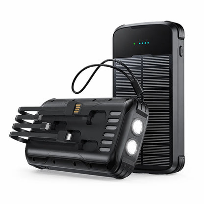 Solar-Powered High-Capacity Power Bank (Integrated Multi Charging Cables & Jump Starter)