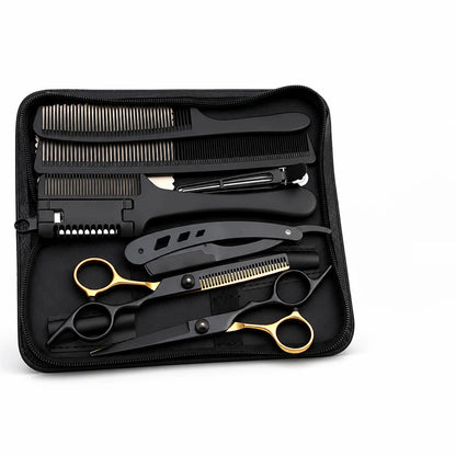 Stainless Steel Thinning and Cutting Scissors Set (with Comb & Case)