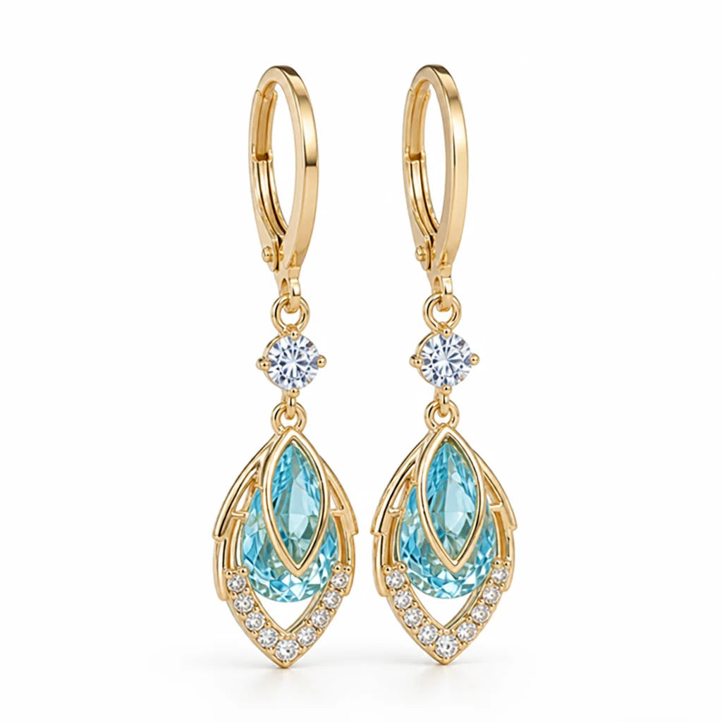 Light Alloy Hoop Earrings (Light Blue & Gold)
