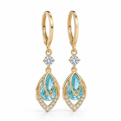 Light Alloy Hoop Earrings (Light Blue & Gold)