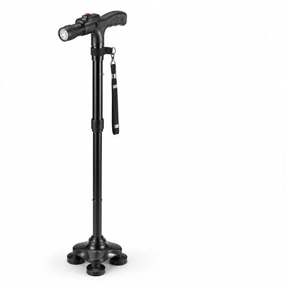 Lightweight Aluminum 4-Point Folding Cane (LED & Alarm)