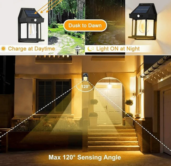 Solar wall light with motion sensor