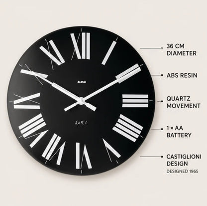 Alessi Firenze Wall Clock with Roman Numerals