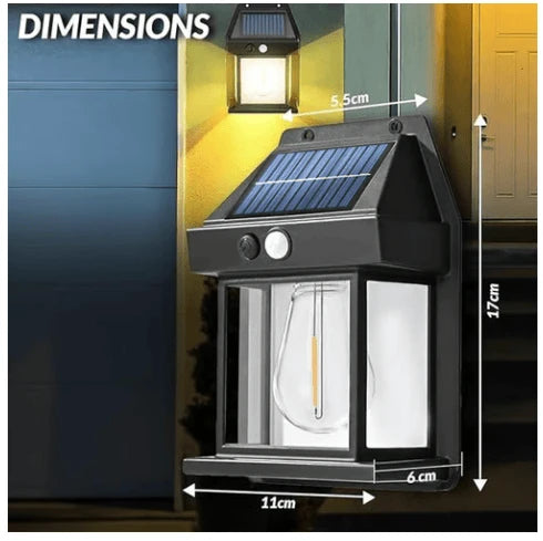 Solar wall light with motion sensor