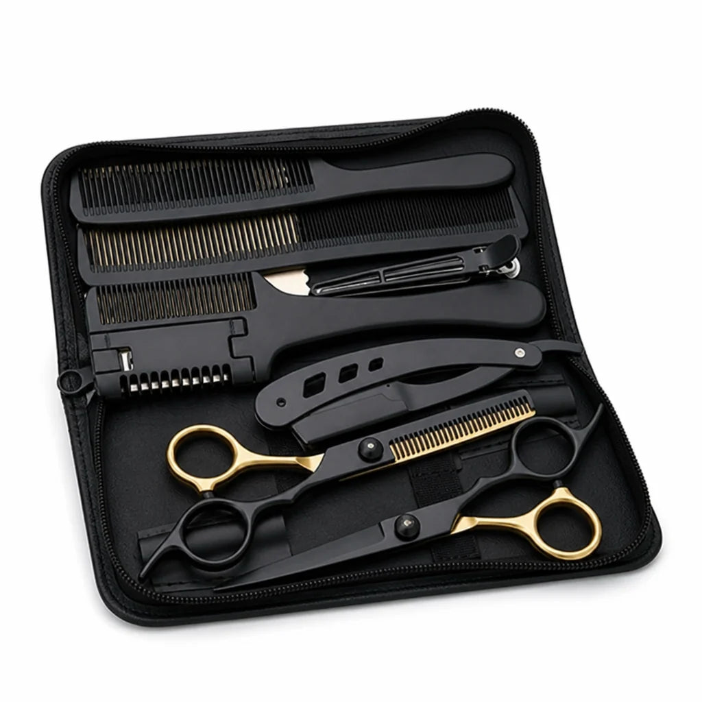 Stainless Steel Thinning and Cutting Scissors Set (with Comb & Case)