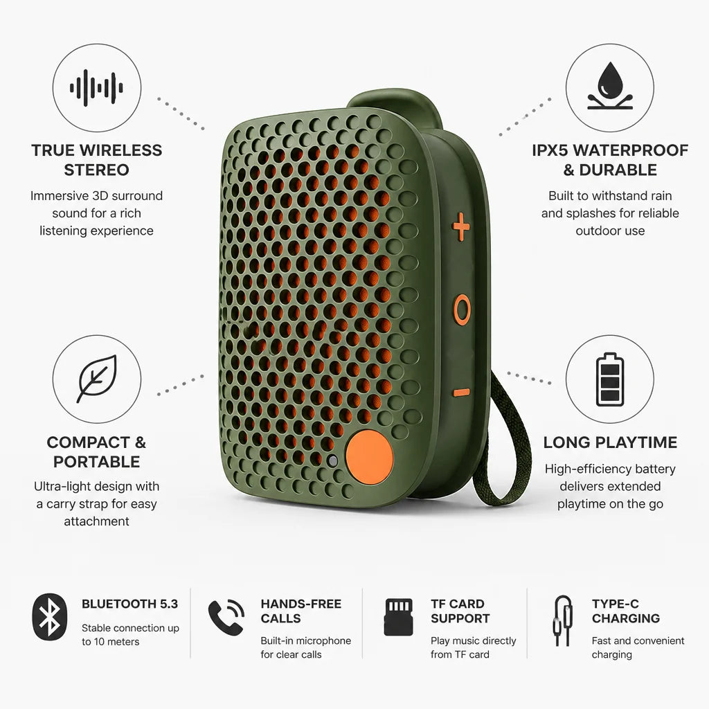 True Wireless Stereo IPX5 Waterproof Bluetooth Speaker