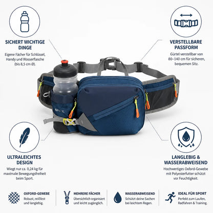 Ultralight Oxford Fabric Waist Pack for Running (with Bottle and Phone Pockets)