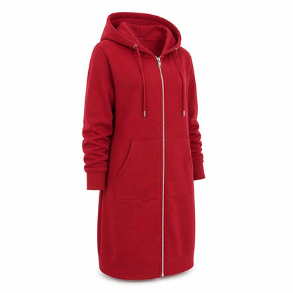 Cotton Blend Fleece Zip-Up Hoodie Tunic