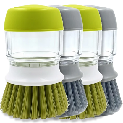 Dish brush with integrated soap dispenser