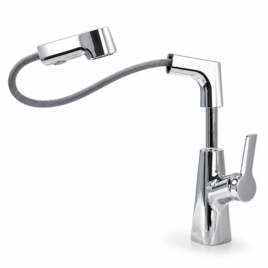 Extendable 360° Rotatable Single-Hole Faucet with Ceramic Valve