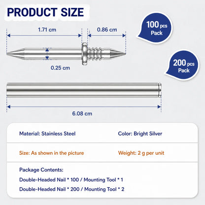Skirting Board Nail Set – Double Head System 100 Pieces