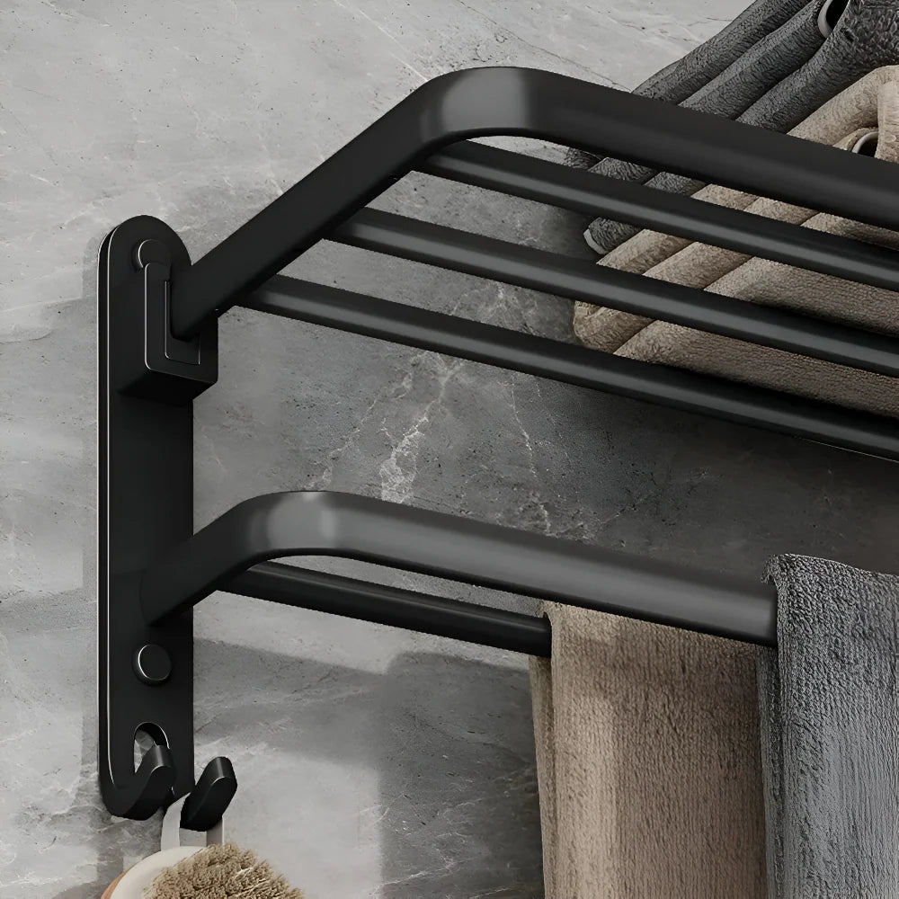 Towel Holder with Hook – 50 cm Black
