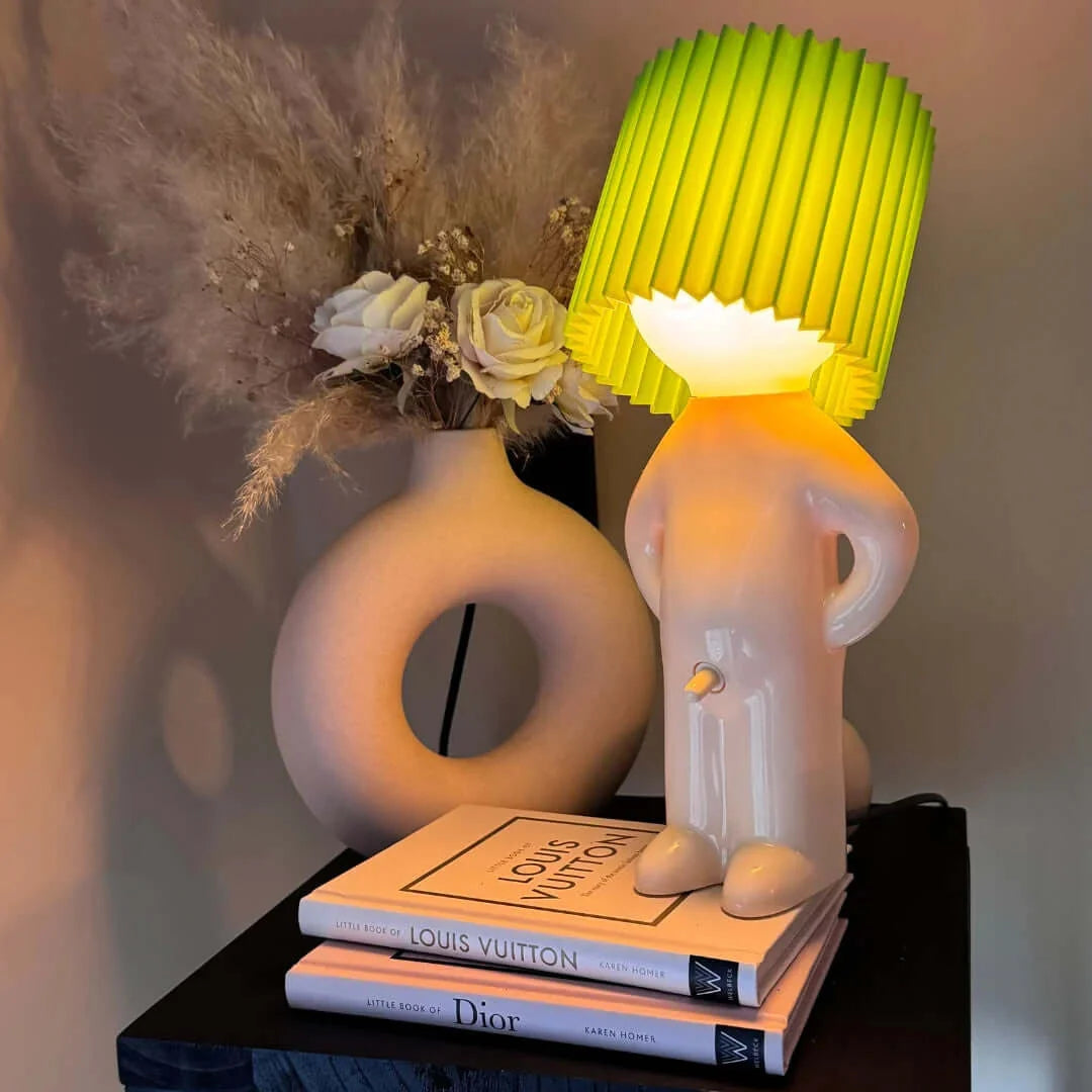 LED Table Lamp with Ribbed Lampshade 29 cm