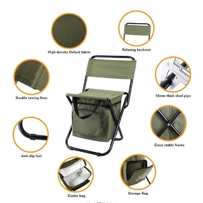 Folding chair with integrated cooler bag