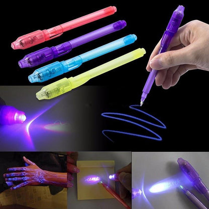 UV blacklight pen with invisible ink