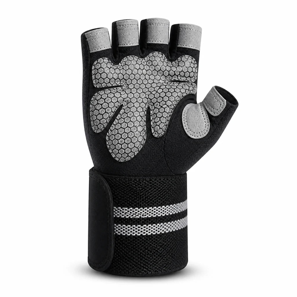 Non-slip Microfiber Padded Wrist Wraps Fitness Gloves (Half-finger)