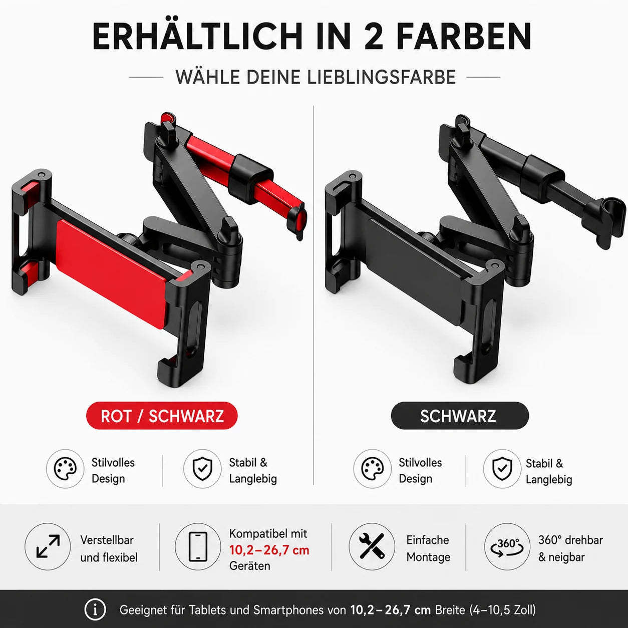 Car Headrest Mount – Aluminum for Phone & Tablet