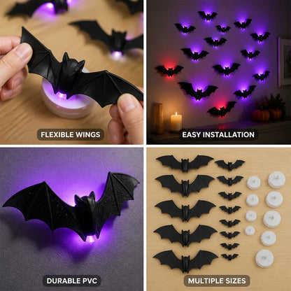 3D Flying LED Self-Adhesive Bat Wall Lamps (Multi-Piece Set)