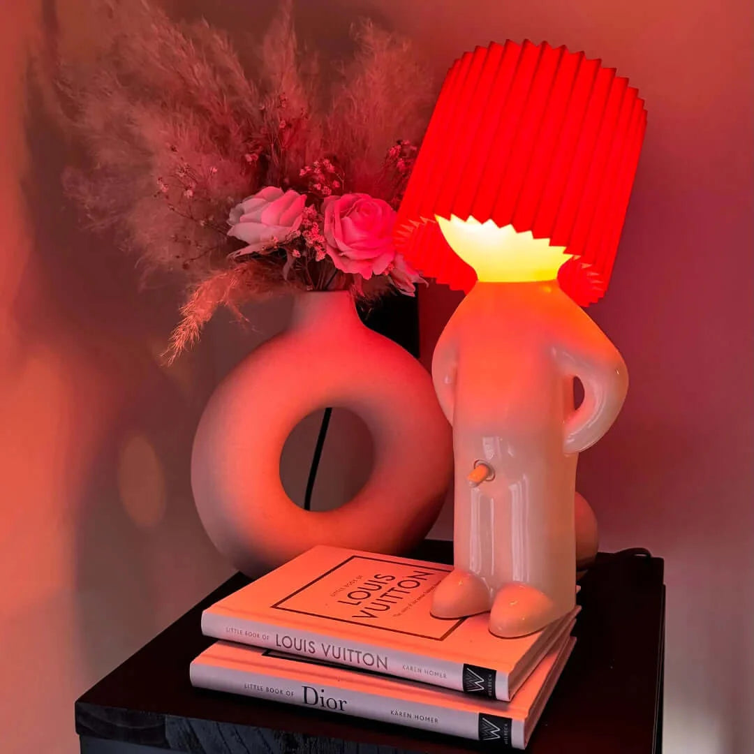 LED Table Lamp with Ribbed Lampshade 29 cm