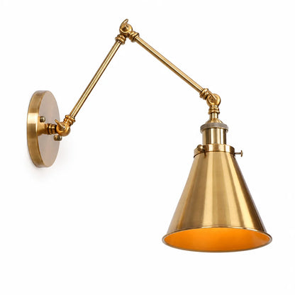 Adjustable Wall Lamp with Swivel Arm in Antique Brass