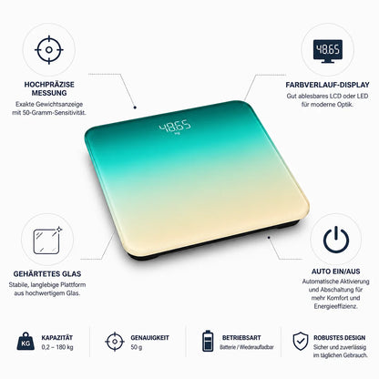High-Precision Gradient LCD Glass Body Scale (180 kg Capacity)