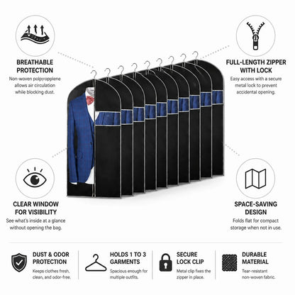Breathable Clothing Cover made of Polypropylene (Clear View Window & Lockable Zipper)