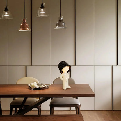 LED Table Lamp with Ribbed Lampshade 29 cm