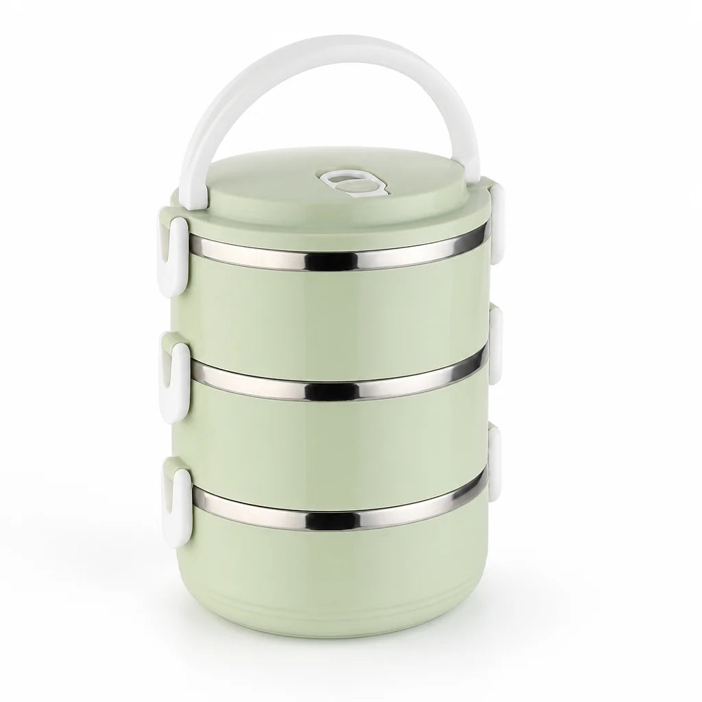 Stainless Steel Interior & Leak-Proof 3-Layer Lunch Box