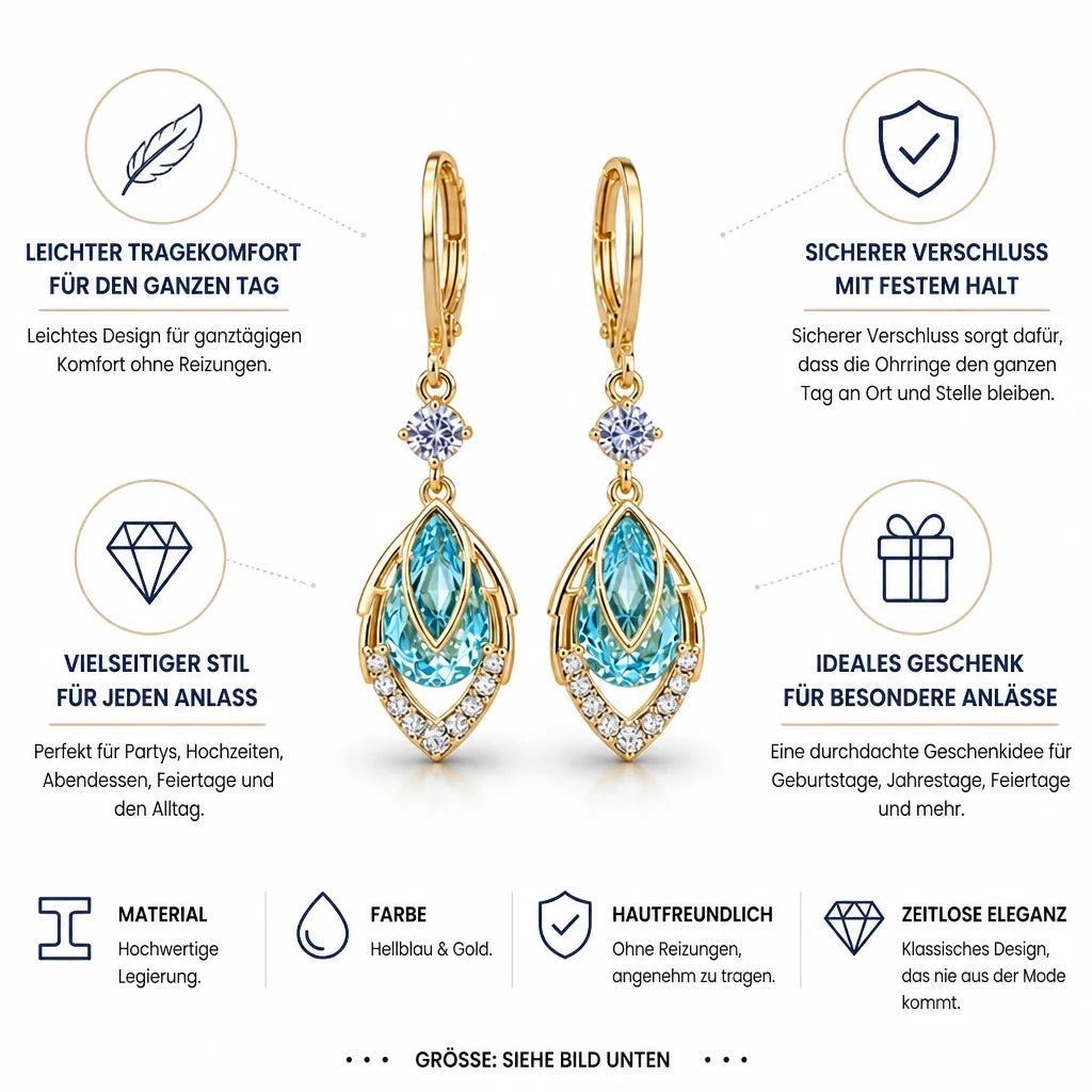 Light Alloy Hoop Earrings (Light Blue & Gold)