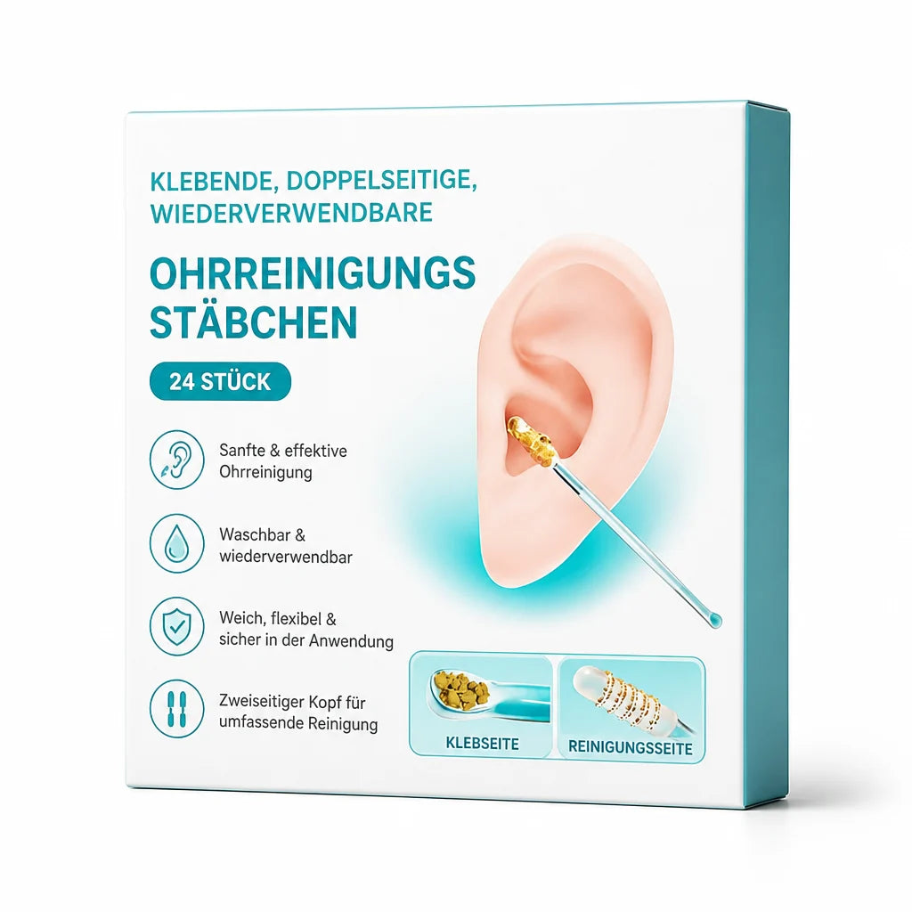 Adhesive, double-sided, reusable ear cleaning sticks (24 pieces)