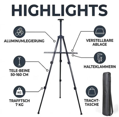 Aluminum Tripod Easel with Carrying Bag