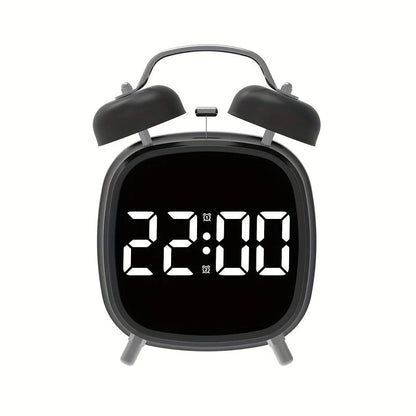 Digital alarm clock with classic twin bell