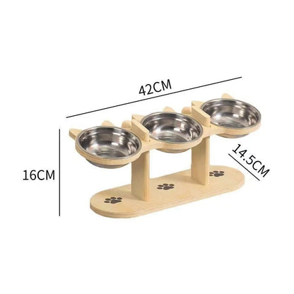 Ergonomic Feeding Bowl Stand with 3 Stainless Steel Bowls