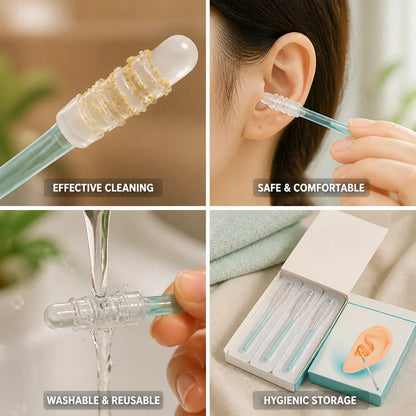 Adhesive, double-sided, reusable ear cleaning sticks (24 pieces)