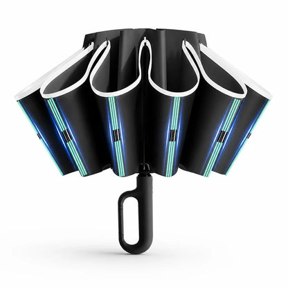 Automatic reversible windproof and reflective umbrella