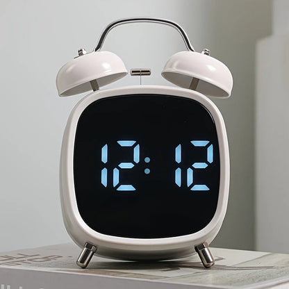Digital alarm clock with classic twin bell
