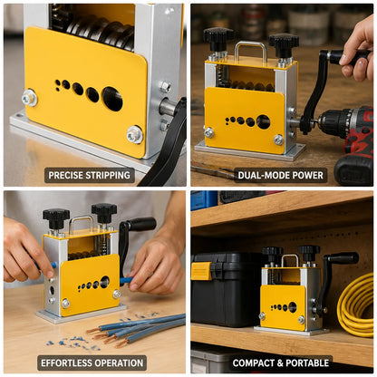 Dual-Mode Crank and Drill Machine Multi-Hole Wire Stripper