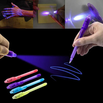 UV blacklight pen with invisible ink